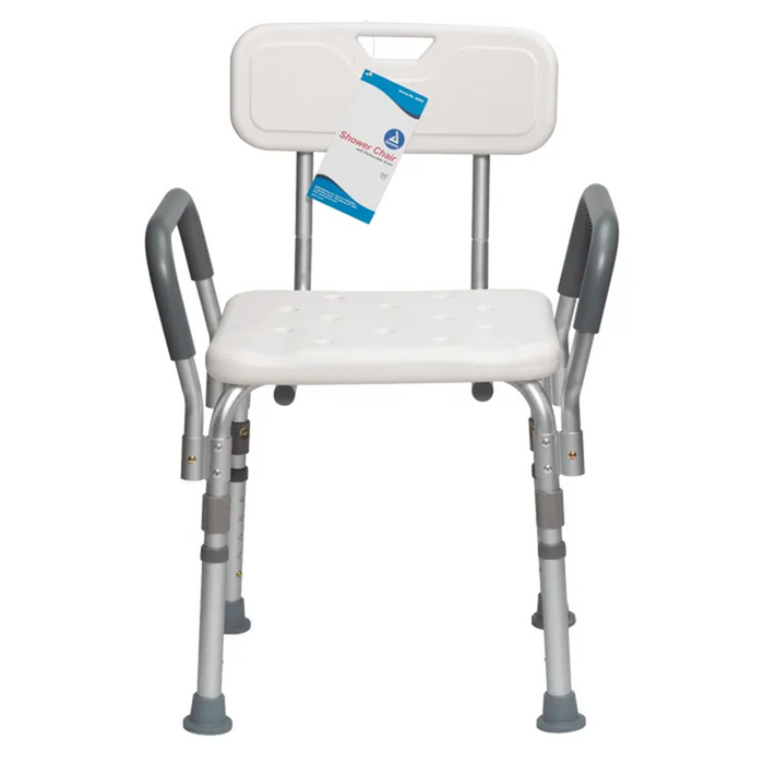 Alum. shower chair adjust. 17" to 21.5" w/backrest & armrest