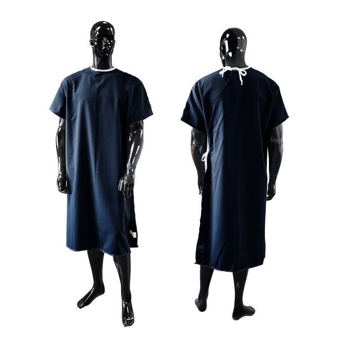 Washable patient gown with short sleeves