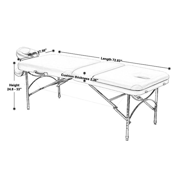Table de massage portative en aluminium avec dossier de Coinfycare