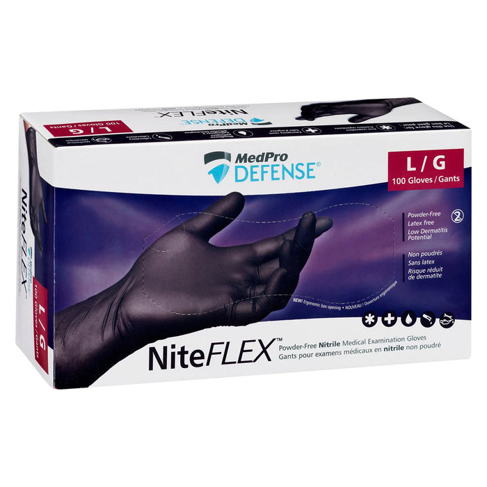 NiteFlex black nitrile examination gloves