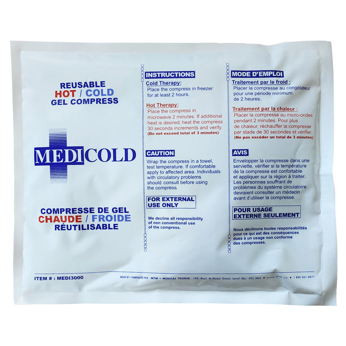 Compresse réutilisable chaude/froide Medicold, 10" x 12", 12 un