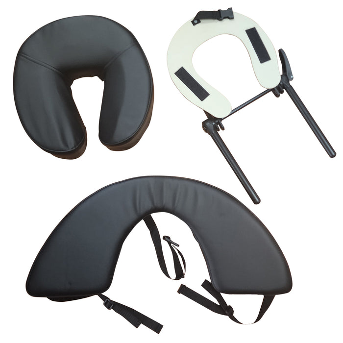 Ensemble appui-tête, coussin croissant et appui-bras pour table de massage, noir