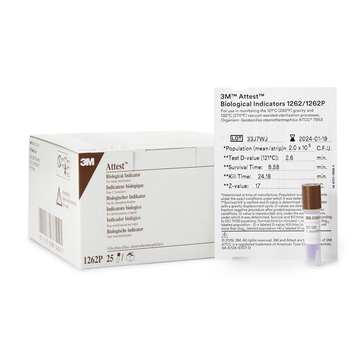 Indicateur de stérilisation biologique 3M™ Attest™ pour vapeur, 25 un