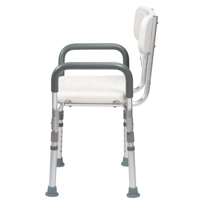 Alum. shower chair adjust. 17" to 21.5" w/backrest & armrest