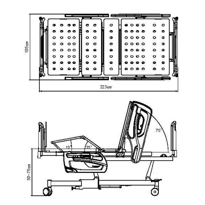 6 Function Tilting Hospital Bed