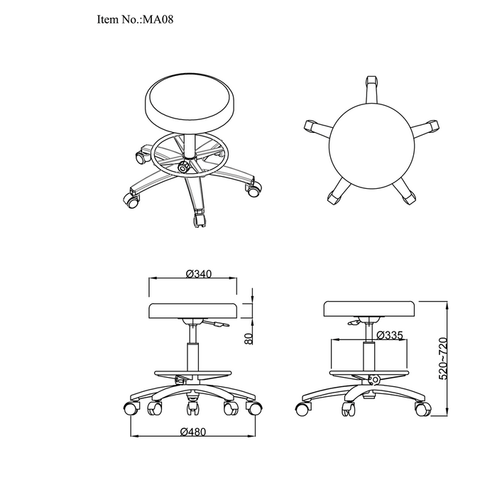 Tabouret Coinfycare avec repose-pieds