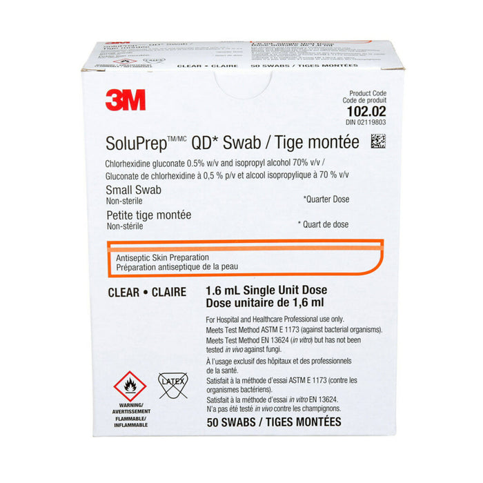 SoluPrep™ 3M™ QD Swab, 0,5% Chlorhexidine Gluconate M/V & 70 % Isopropyl Alcohol, 50 un.