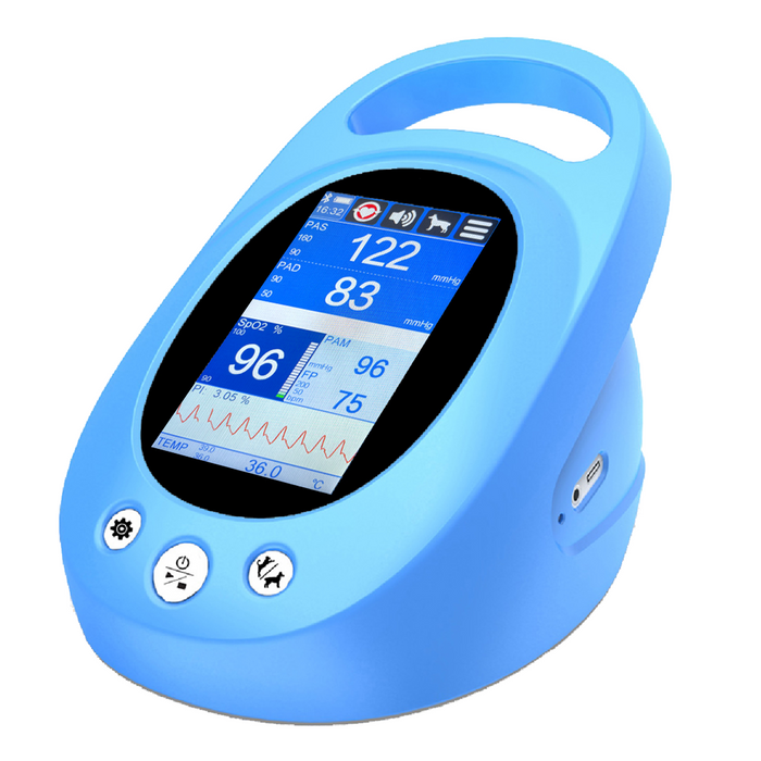 Moniteur de signes vitaux vétérinaire PetPro Premium - PNI, SpO₂, TEMP, bleu