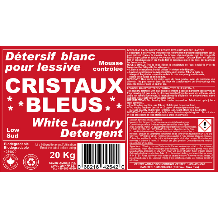 Powder Laundry Detergent with Active Blue Crystals, 44.1 lb (20 kg)