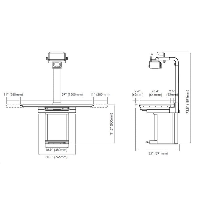 MyVet table 32+ Digital Radiographic Table, without DR panel, without computer