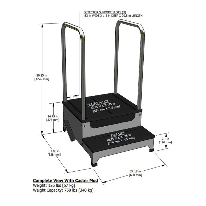Two-Step Platform with 360° Swivel System for Lateral Radiography