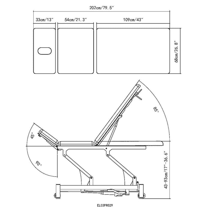 Coinfycare EL03PRO Hydraulic Pump 3 sections table