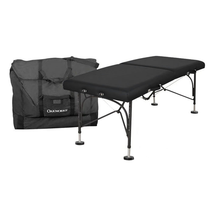 Table de traitement portative Boss, 29" noire avec pieds de terrain et sac de transport