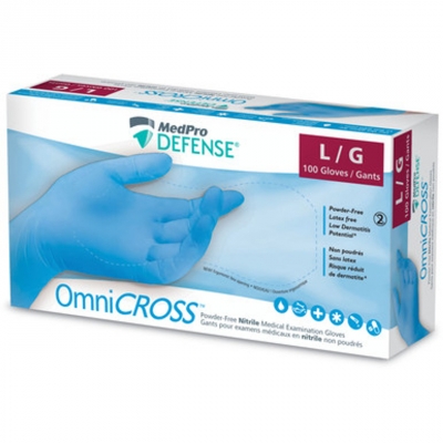 OmniCross blue nitrile examination gloves