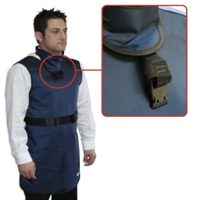 Lead apron with quick release belt